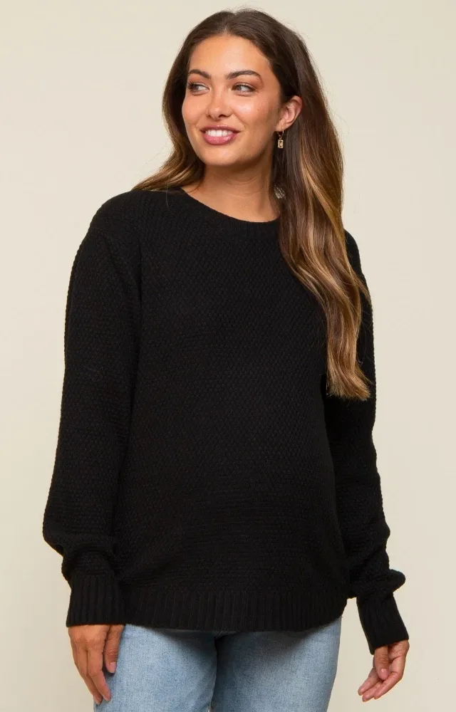 Black Knit Pullover Maternity Sweater