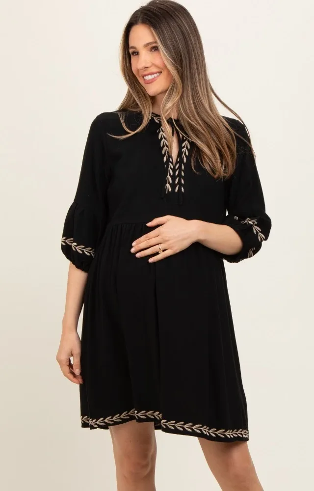 Black Long Sleeve Maternity Dress