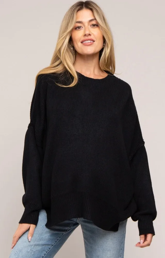 Black Maternity Long Sleeve Sweater