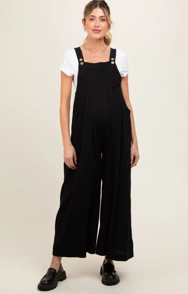 Black Maternity Wide Leg Jumpsuit