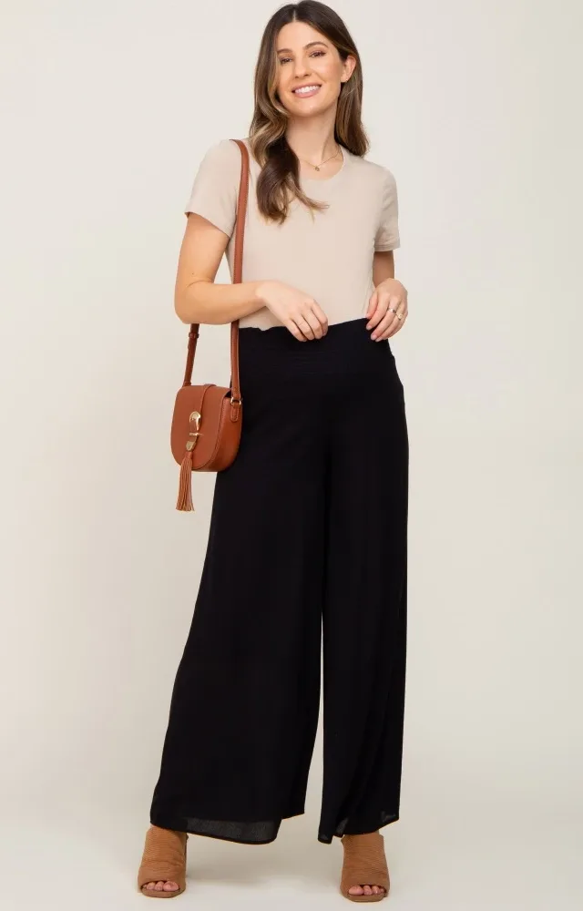 Black Maternity Wide Leg Pants