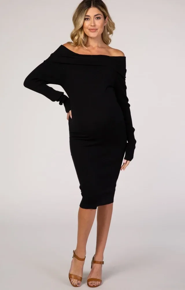 Black Midi Maternity Dress