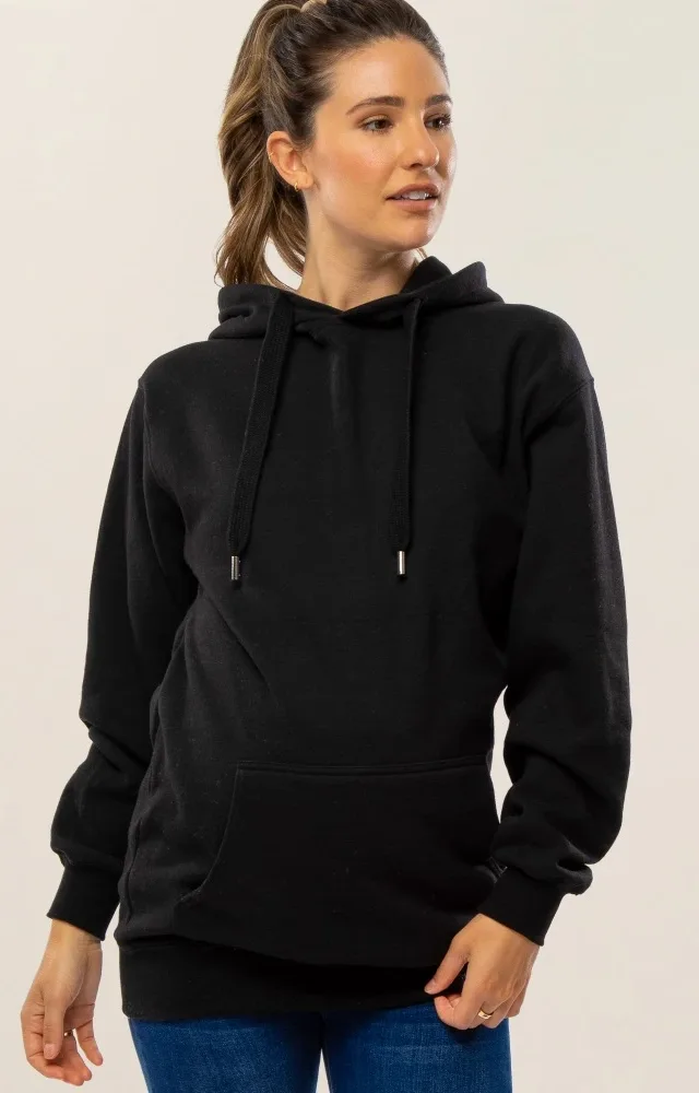 Black Oversized Maternity Hooded Sweatshirt