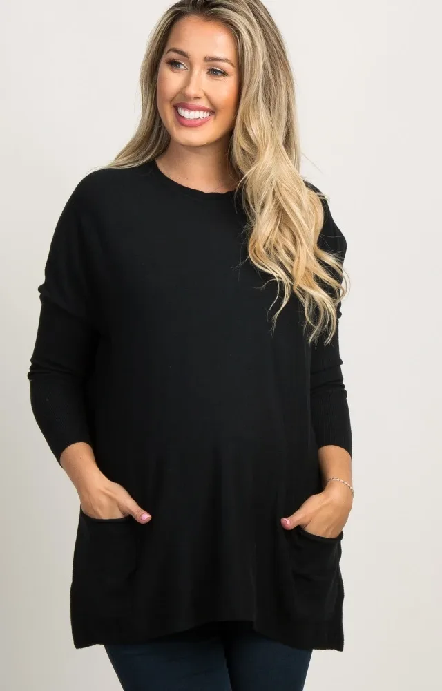 Black Pocketed Dolman Maternity Top