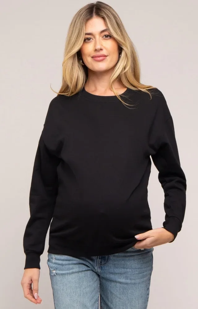 Black Pullover Maternity Sweatshirt