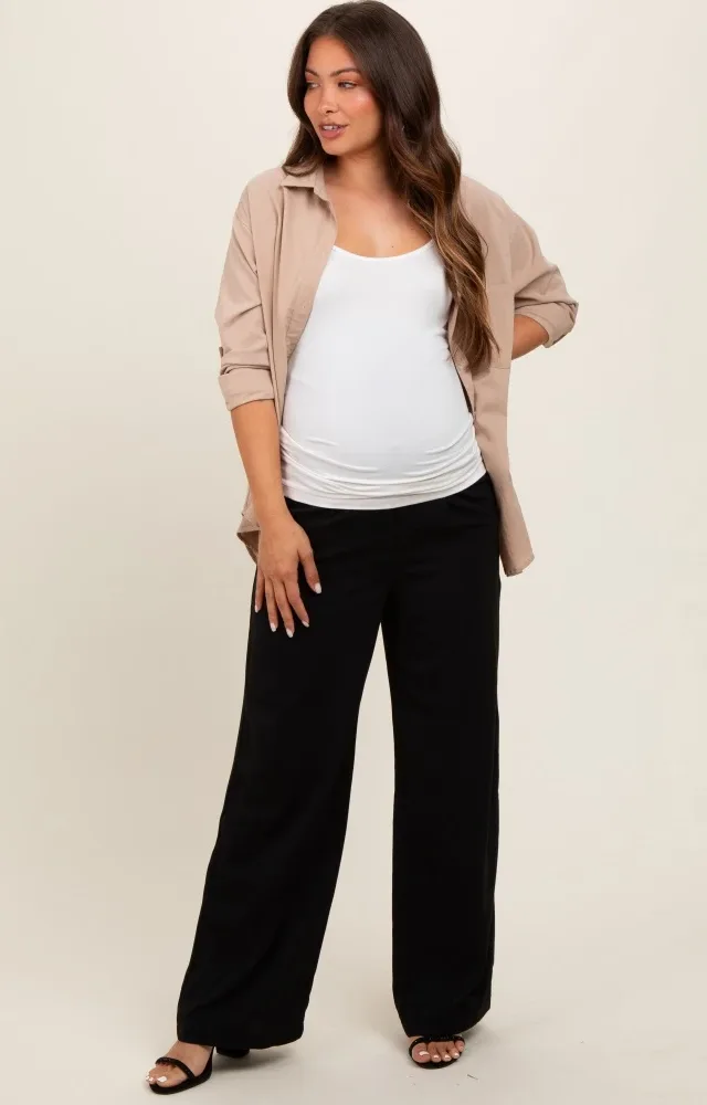 Black Relaxed Fit Maternity Trousers