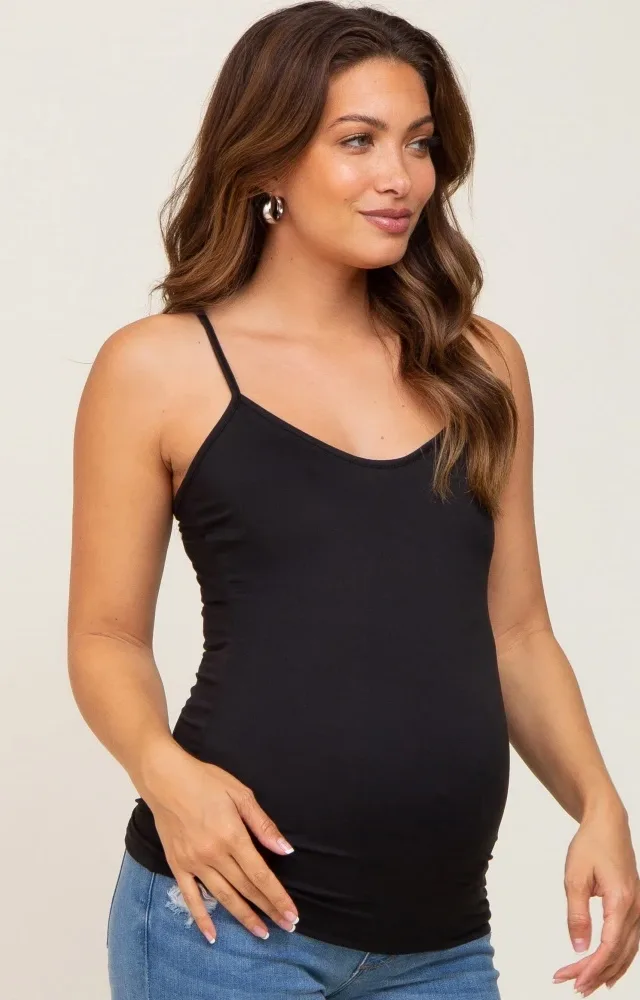 Black Soft Basic Maternity Cami