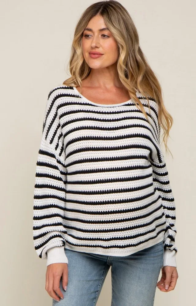 Black Striped Maternity Sweater