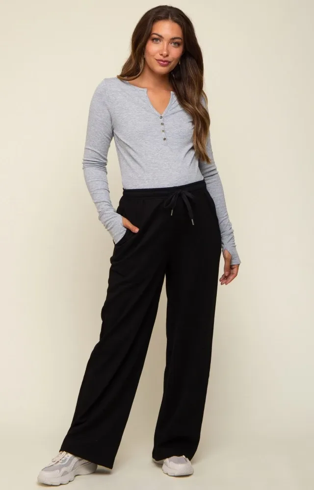 Black Wide Leg Maternity Joggers