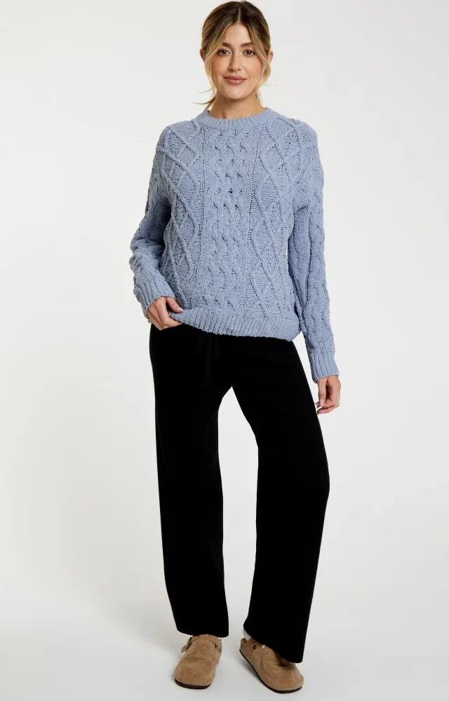 Blue Cable Knit Maternity Sweater