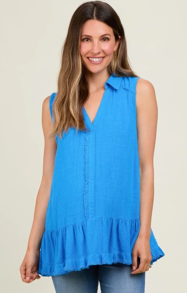 Blue Collared Maternity Tank