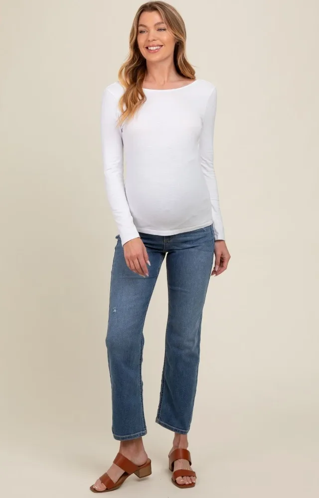 Blue Maternity Slim Straight Ankle Maternity Jeans