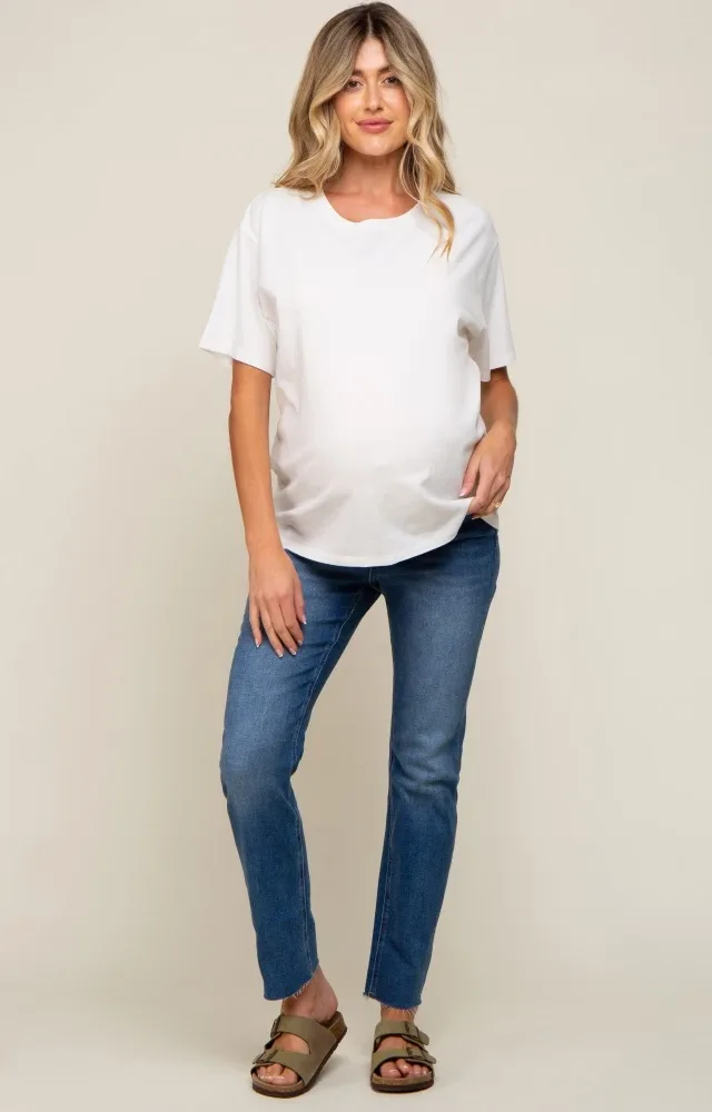 Blue Straight Leg Maternity Jeans