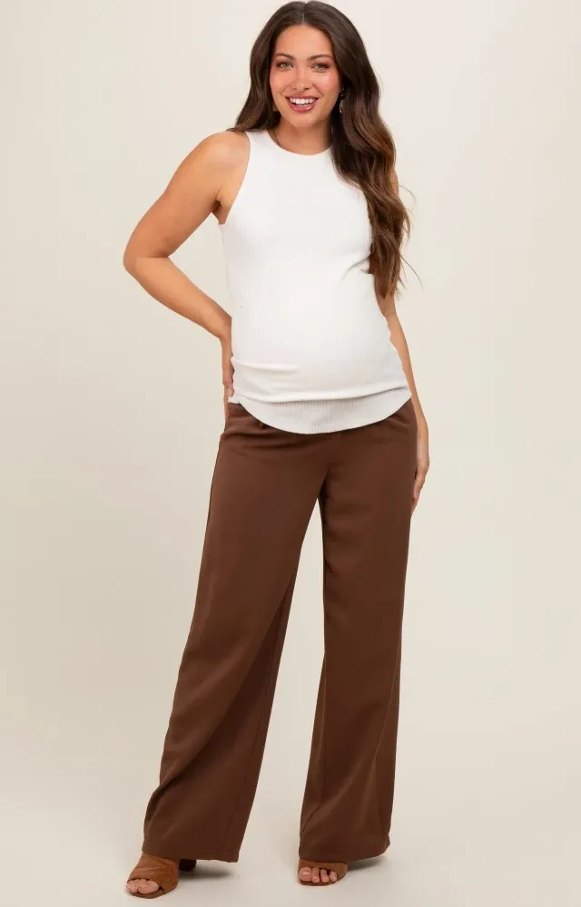 Brown Relaxed Fit Maternity Trousers