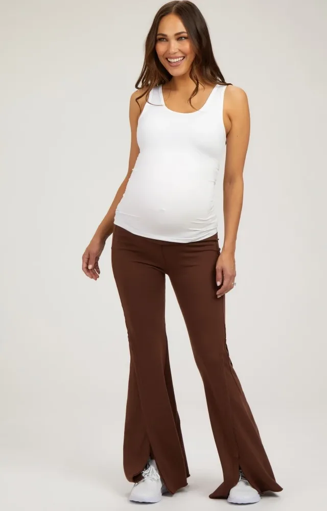 Brown Terry Flare Maternity Lounge Pants