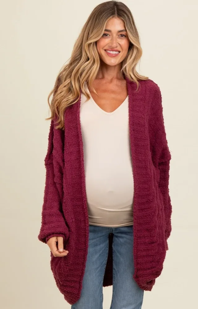 Burgundy Chunky Knit Dolman Maternity Cardigan