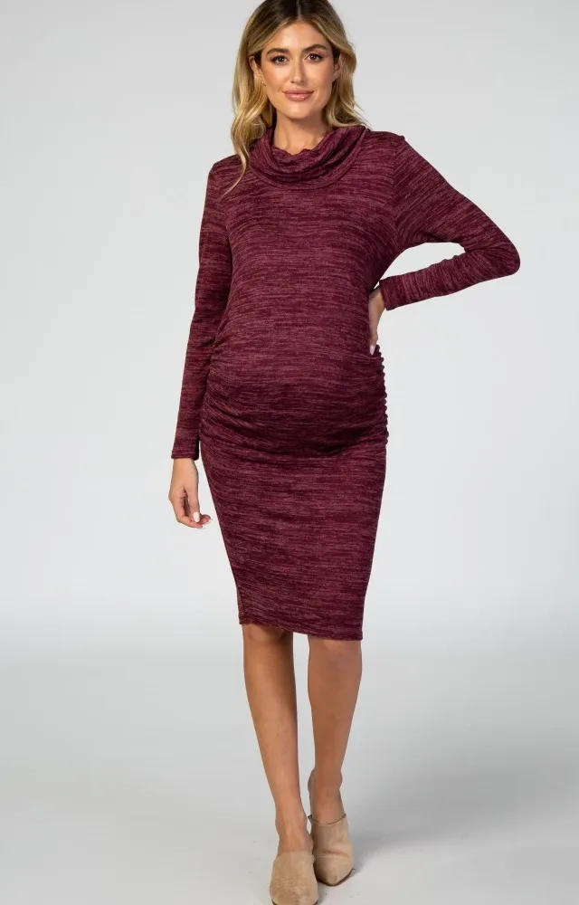 Burgundy Knit Maternity Dress