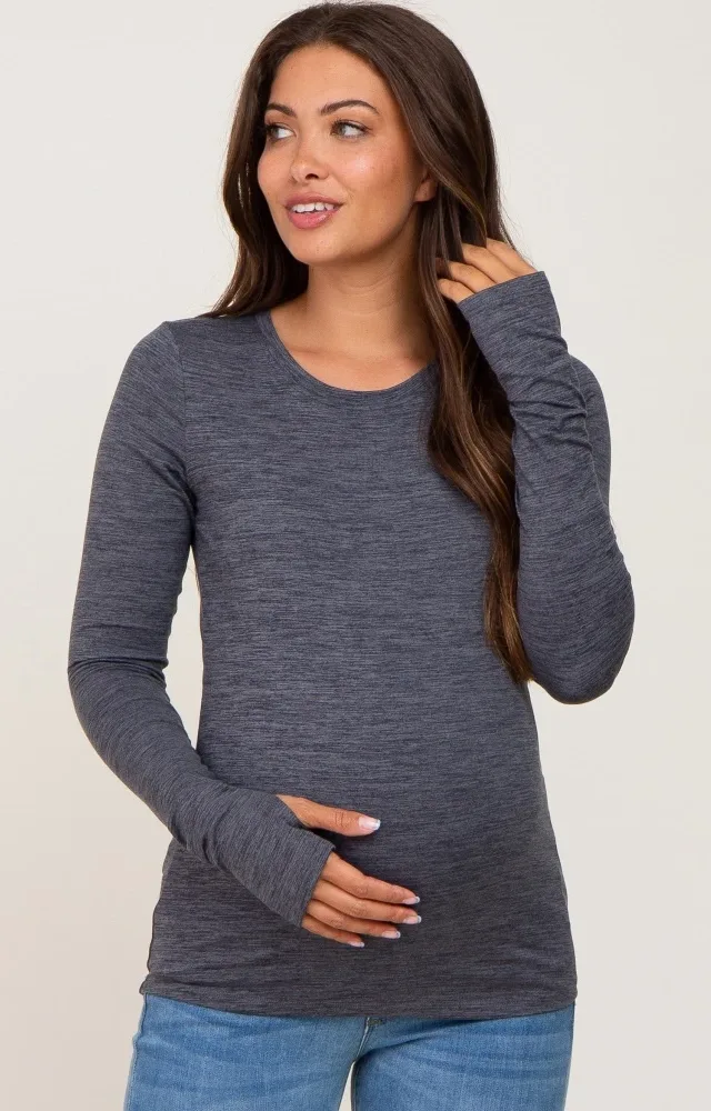 Charcoal Active Long Sleeve Maternity Top