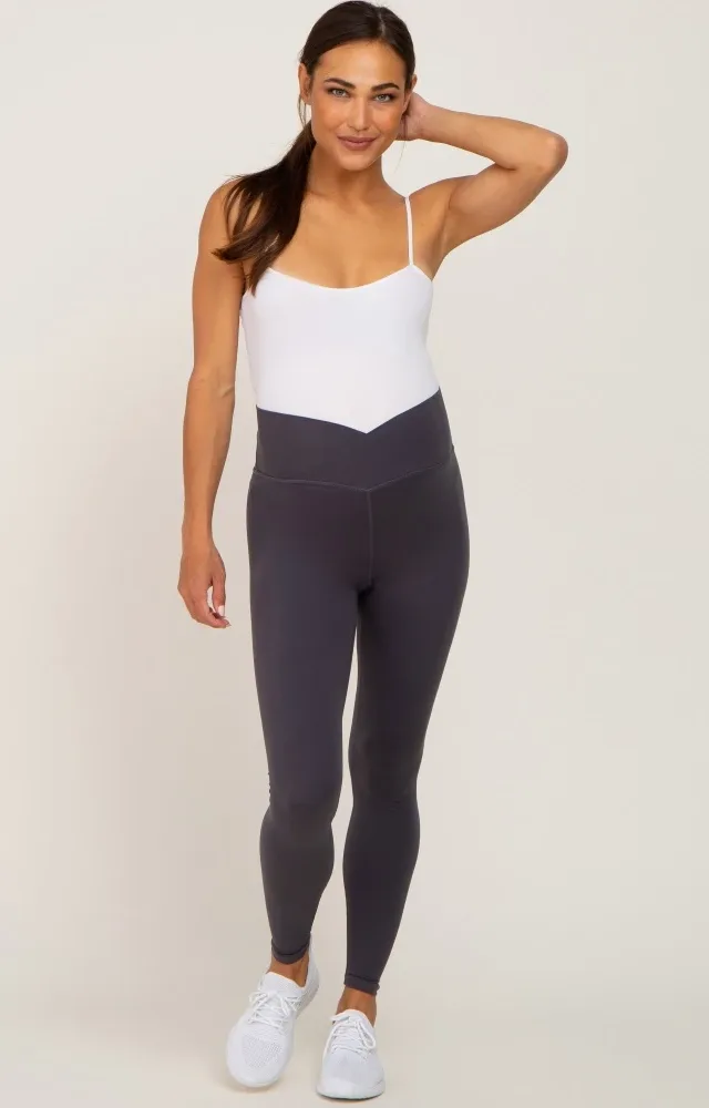 Charcoal Crossover Waist Maternity Leggings