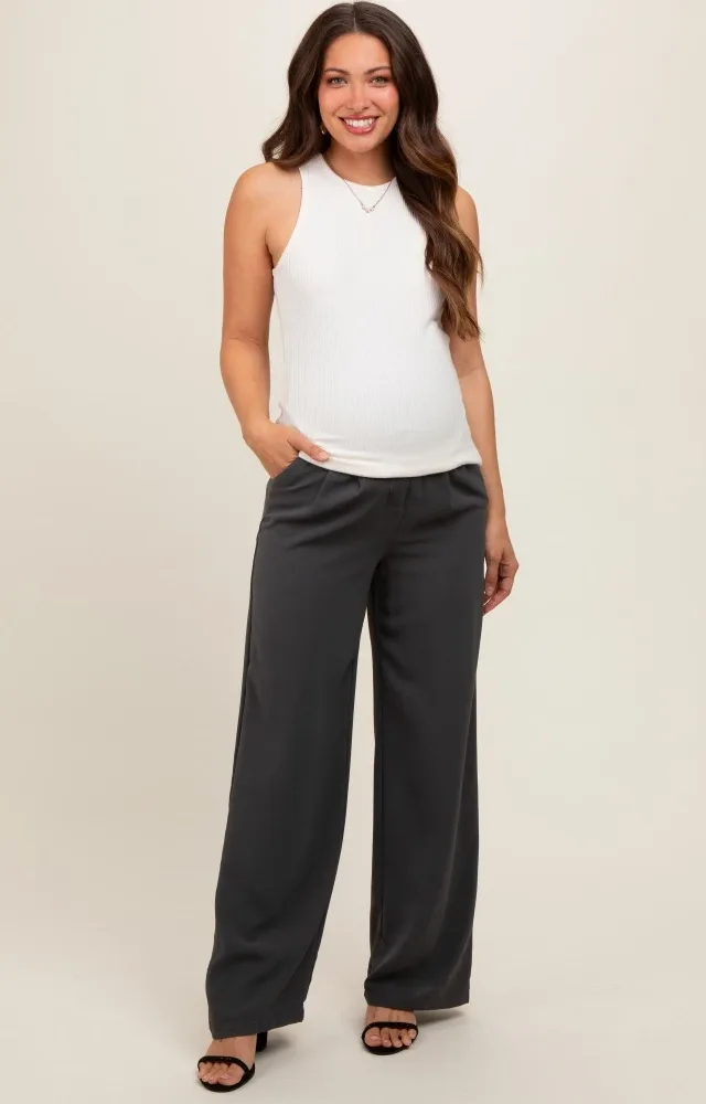 Charcoal Grey Relaxed Fit Maternity Trousers