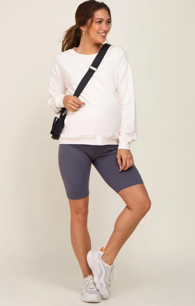 Charcoal High Waist Maternity Bike Shorts