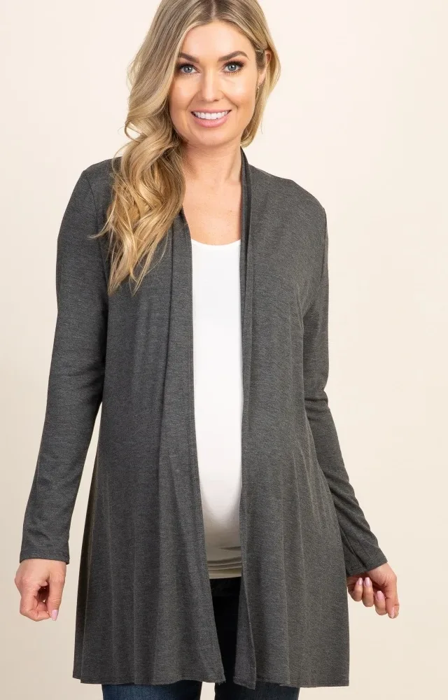 Charcoal Long Sleeve Maternity Cardigan