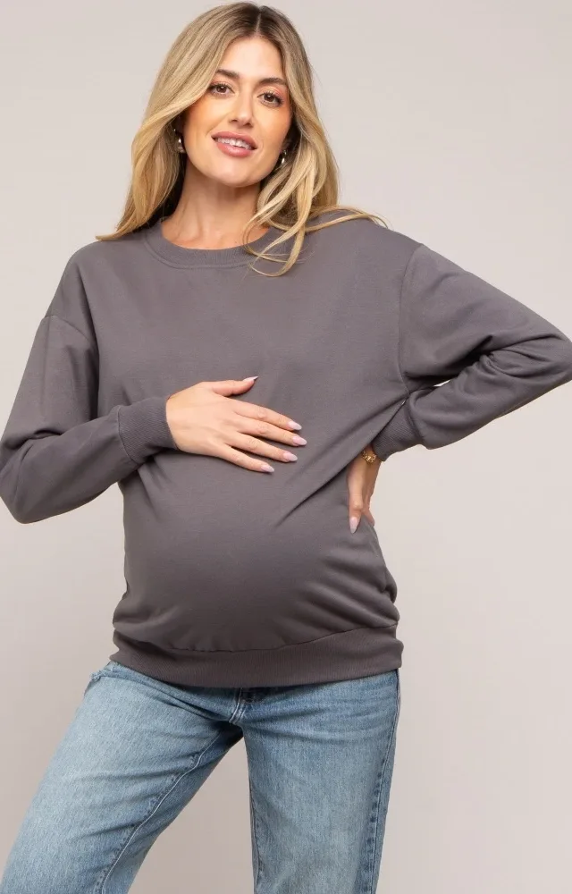 Charcoal Pullover Maternity Sweatshirt