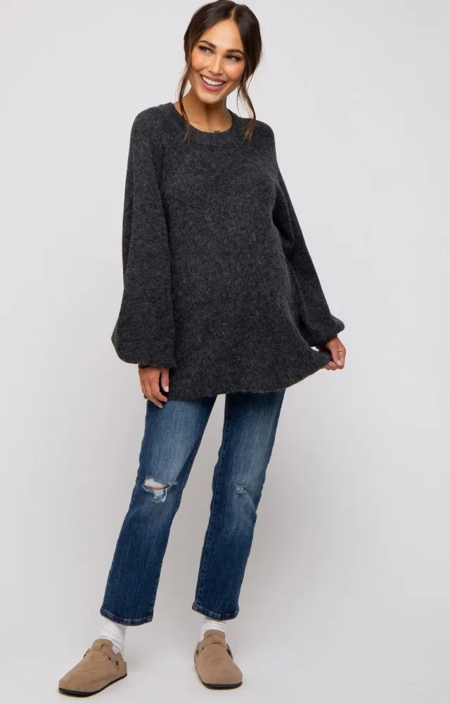 Charcoal Soft Brushed Maternity Sweater