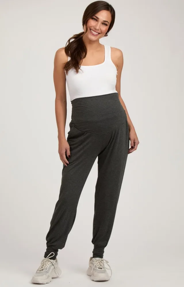 Charcoal Soft Knit Maternity Joggers