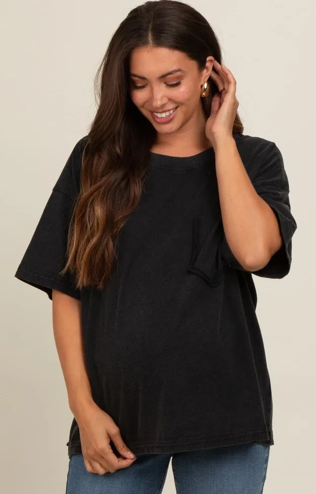 Charcoal Vintage Wash Oversized Maternity Tee