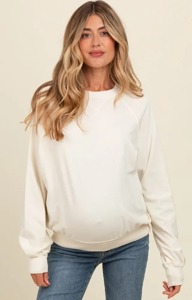 Cream Vintage Wash Relaxed Fit Maternity Sweatshirt