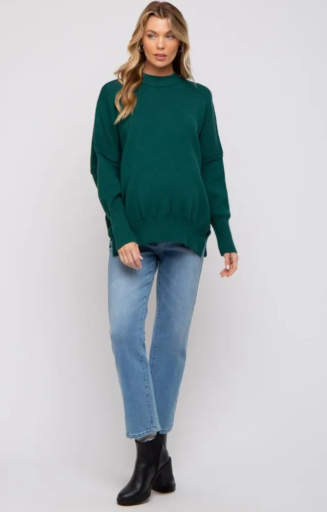 Emerald Knit Mock Neck Maternity Sweater