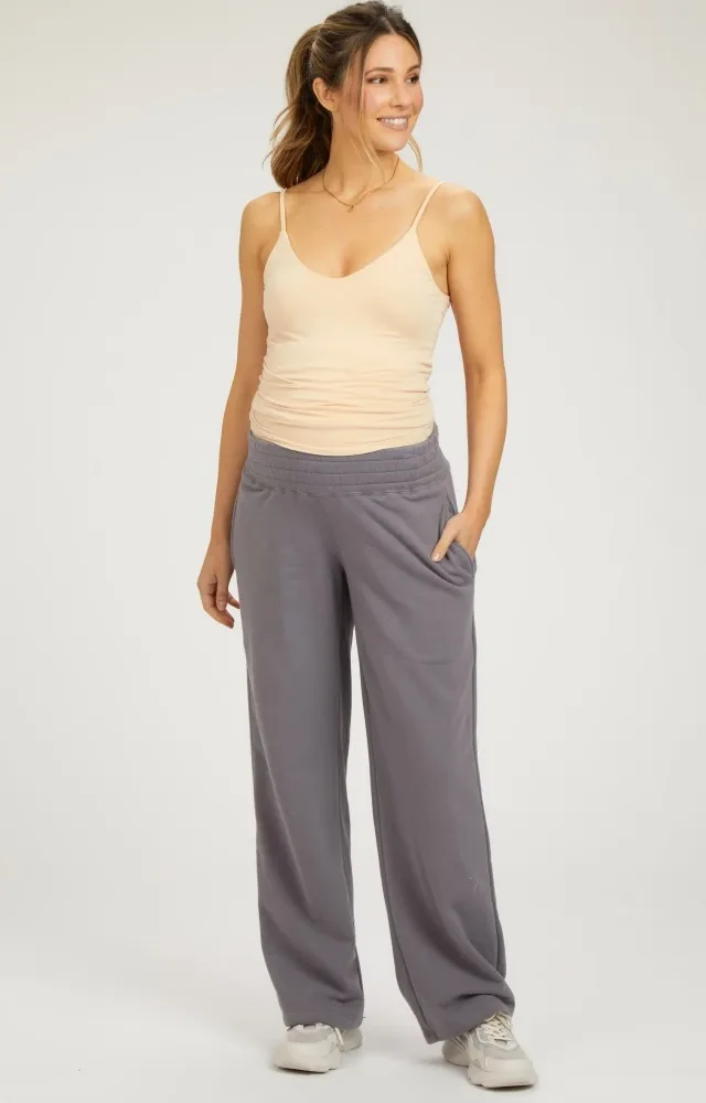 Gray Fleece Lined Maternity Lounge Pants