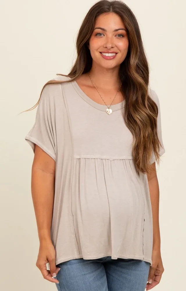 Grey Flutter Sleeve Maternity Top