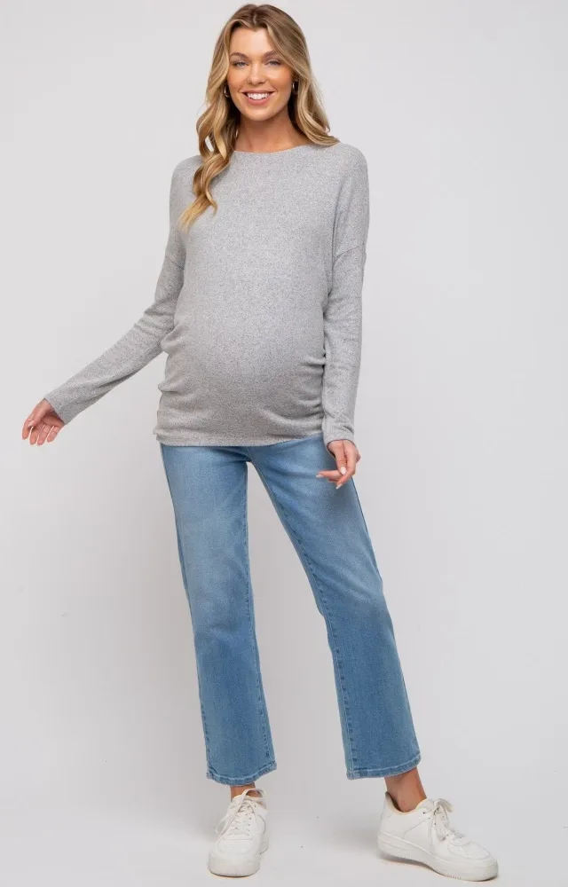 Grey Knit Long Sleeve Maternity Top