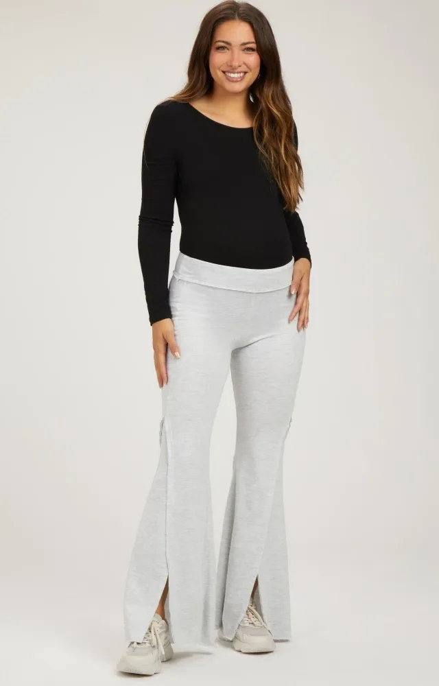 Grey Terry Flare Maternity Lounge Pants