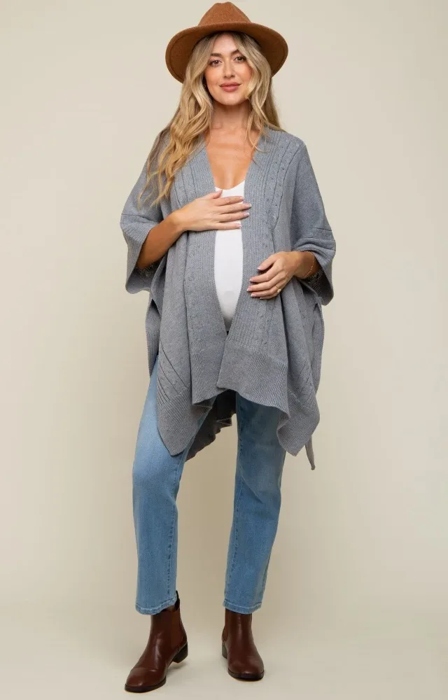 Heather Draped Cable Knit Dolman Sleeve Maternity Cardigan