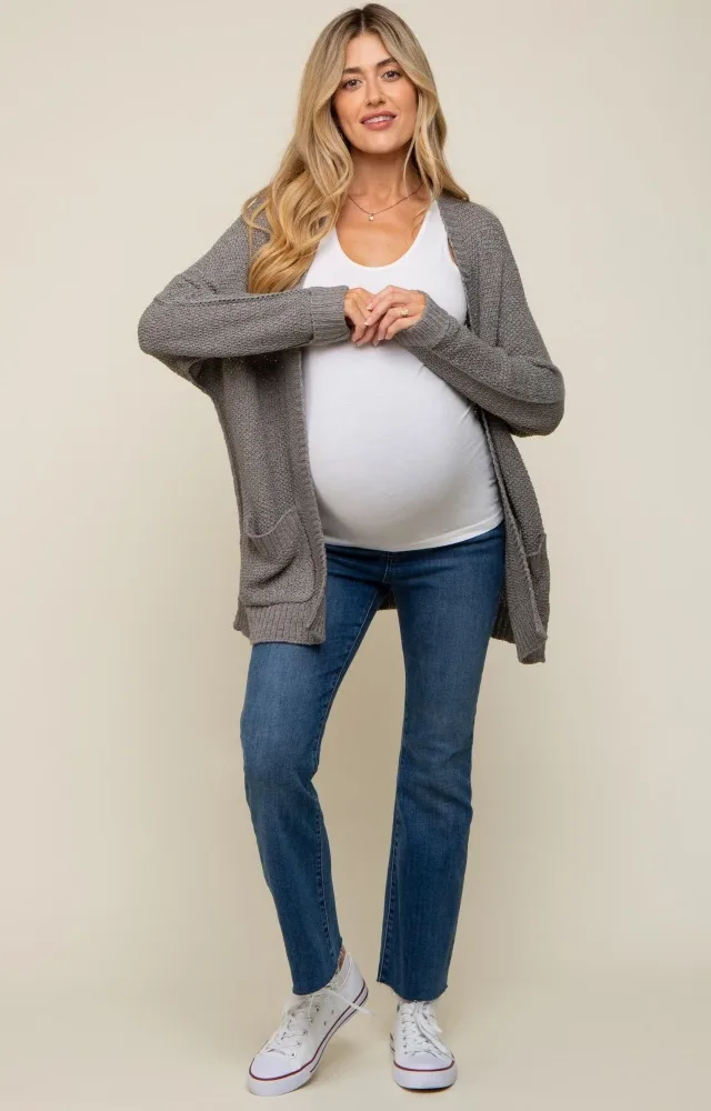 Heather Grey Cuff Sleeve Maternity Cardigan