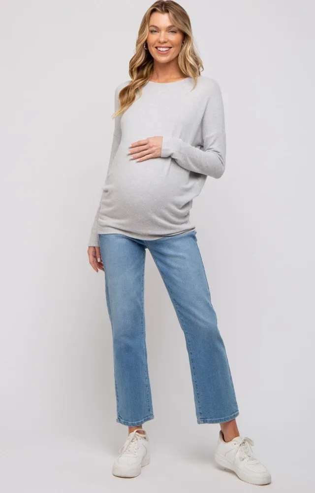 Heather Grey Knit Long Sleeve Maternity Top