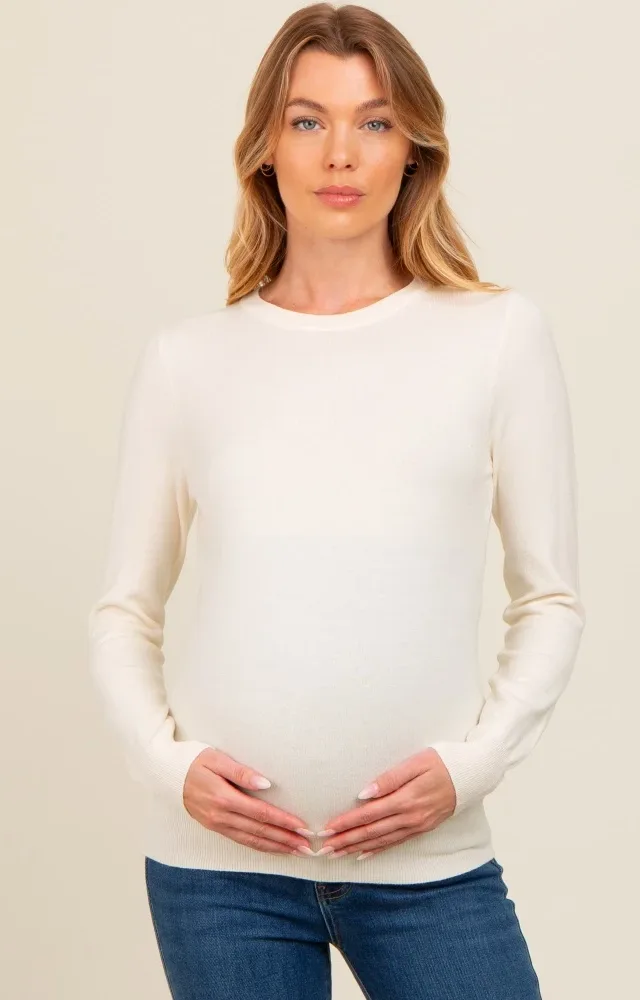 Ivory Basic Soft Knit Maternity Sweater