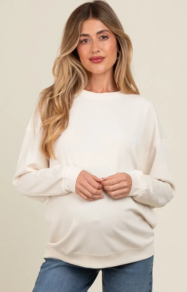 Ivory Drop Shoulder Maternity Sweatshirt