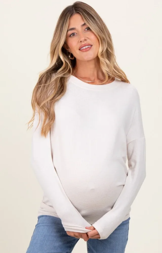 Ivory Knit Long Sleeve Maternity Top