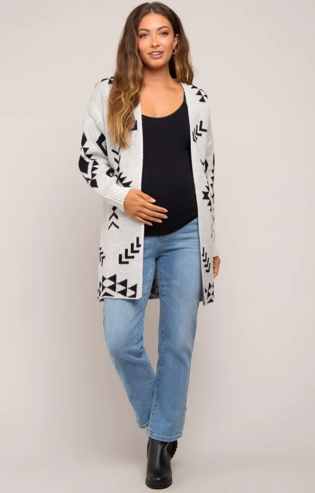 Ivory Print Maternity Cardigan