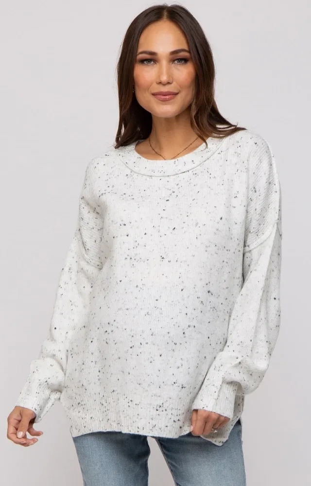 Ivory Speckled Knit Maternity Sweater