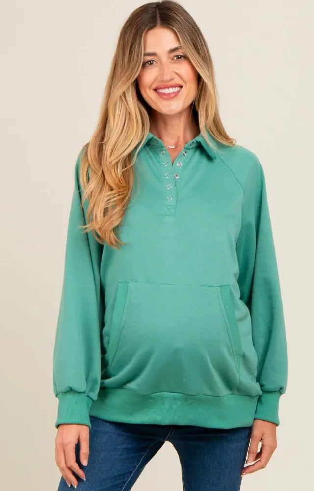 Jade Collared Snap Button Maternity Pullover