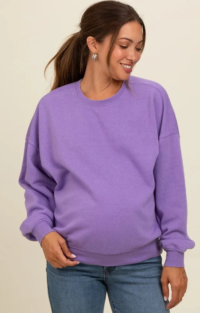 Lavender Heather Crewneck Maternity Sweatshirt