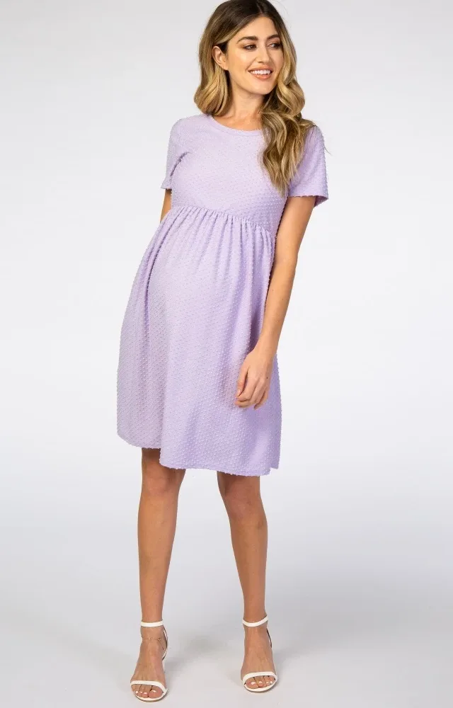 Lavender Swiss Dot Maternity Dress