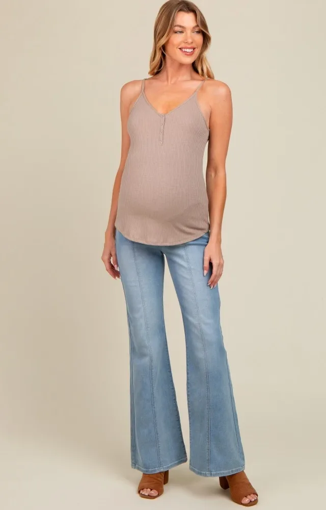 Light Blue Middle Seam Kick Flare Maternity Jeans