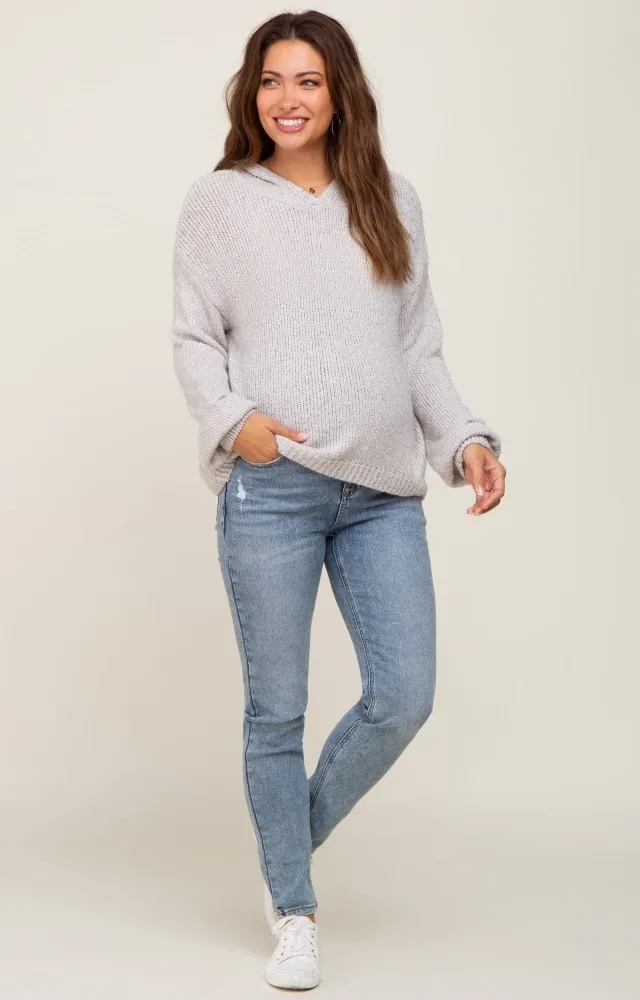 Light Blue Slightly Distressed Maternity Skinny Jeans