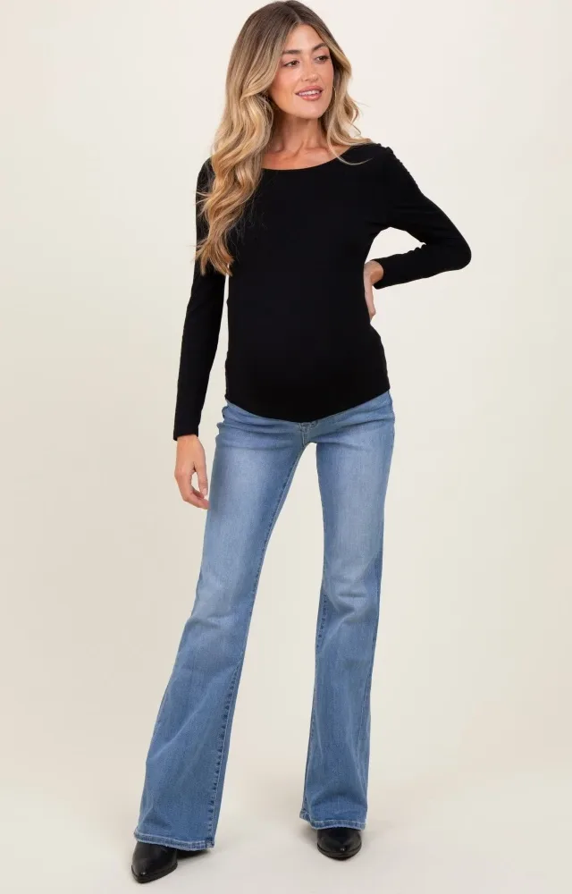 Light Blue Vintage Wash Flare Maternity Jeans